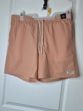 RVCA Peach Seersucker Athletic Shorts Size L